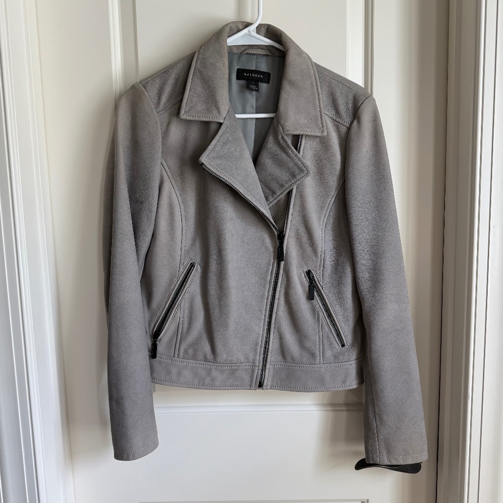 Halogen Gray Leather Moto Jacket